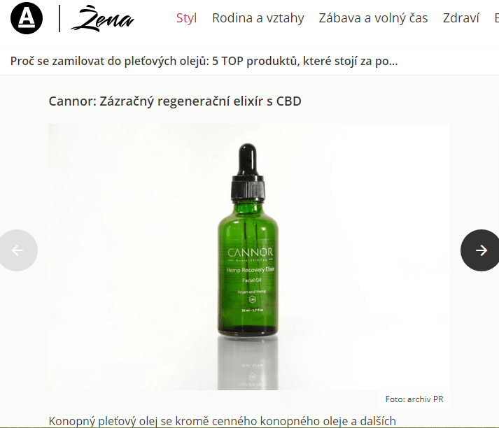 cannor.cz kosmetika , CBD zena.aktualne.cz