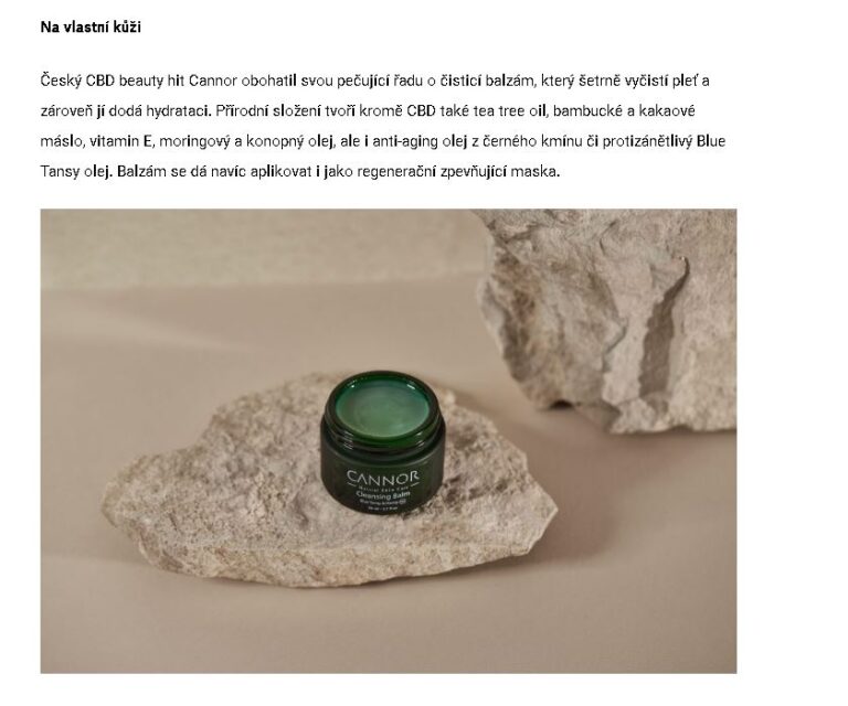 ESTATE, magazin, napsali o nas, CBD kosmetika, CANNOR, pazitka, konopí, Czech made,