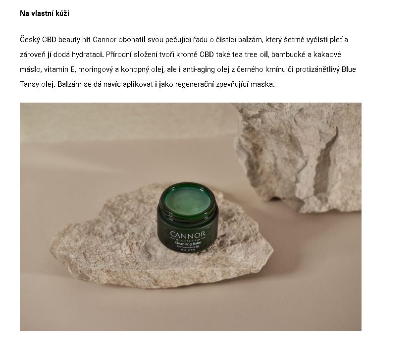 ESTATE, magazin, napsali o nas, CBD kosmetika, CANNOR, pazitka, konopí, Czech made,