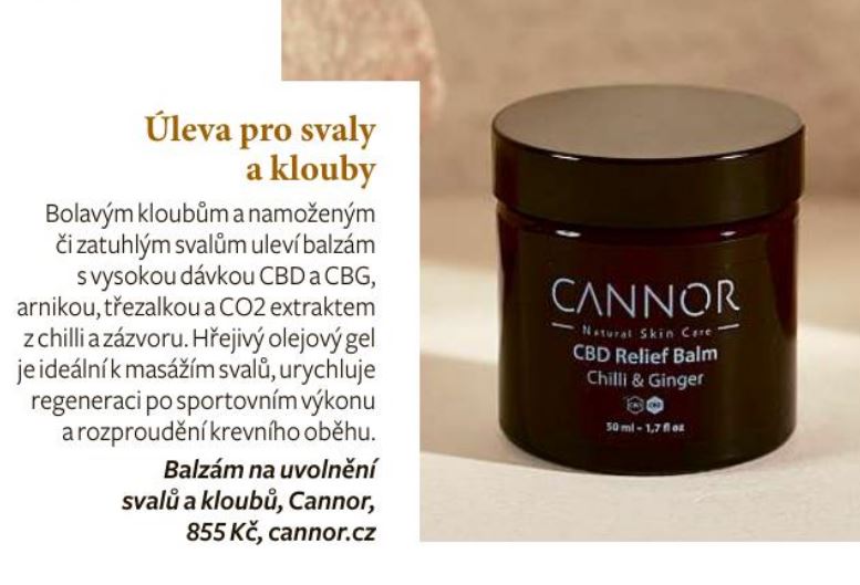 Ona Dnes, sportovni balzam, olejogel, CBD mast, CBD kosmtika, CBD, CBG, Pazitka, CANNOR, bolave klouby, svaly