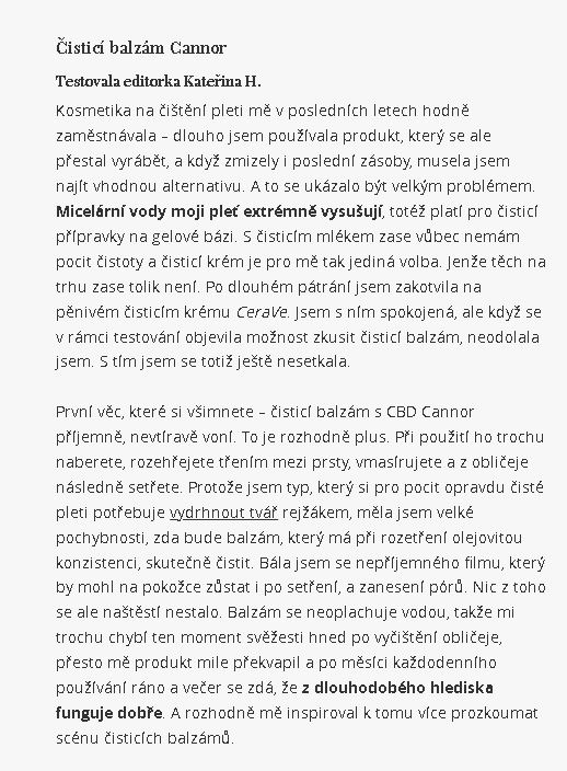 Zeny.cz recenze Čistící balzám Cannor