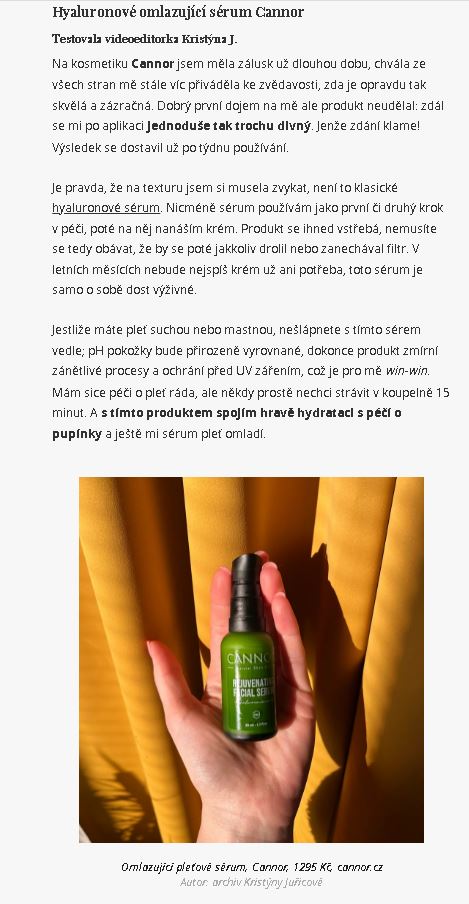 Zeny.cz recenze Omlazující hyaluronové sérum CANNOR
