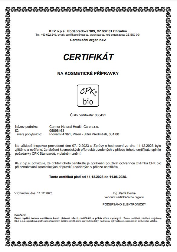CPK bio Cannor, CPK, certifikace CPK BIO, česká přírodní kosmetika, BIO kosmetika, CPK bio Cannor, CPK, certifikace CPK BIO, česká přírodní kosmetika, BIO kosmetika,